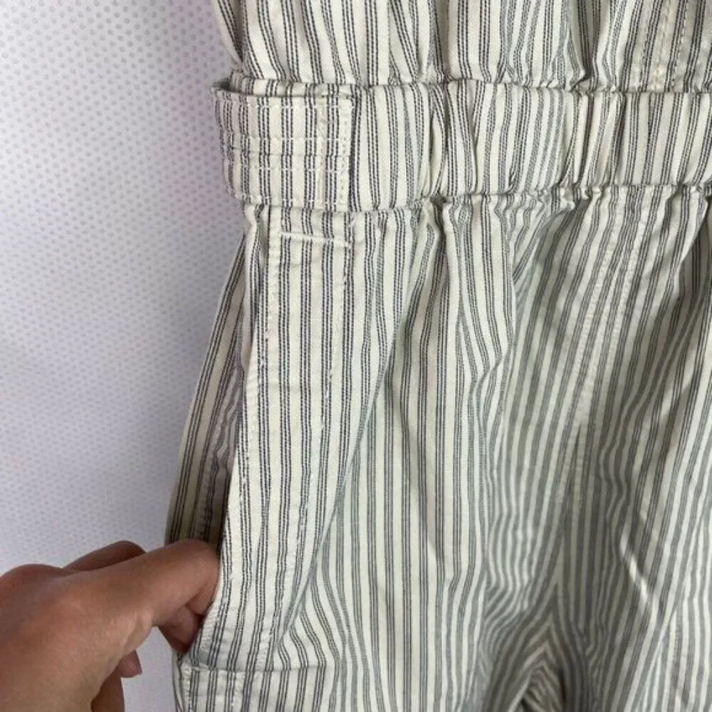 Everlane The Fatigue Apron Organic Cotton Linen Blend Jumpsuit Navy Stripe 8